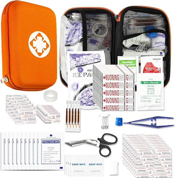 First Aid Kit Emergency Kit Camping Essentials Car-Home Orange First-Aid Bag - 277 Piece Emergency Supplies Hiking First Aid Kit for Backpack Survival Kits for Disaster Preparedness YIDERBO