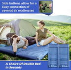 32.68" Extra Wide Sleeping Pad for Camping, Camping Mattress with Pillow, Inflatable Sleeping Pads with Built-in Foot Pump, 5.11" Thickened Sleeping Mat for Backpacking Hiking Tent (Blue)