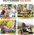 3 Burner Propane Burner, 225,000 BTU High Pressure Propane Stove with Windscreen ＆ Side Shelves, Outdoor Propane Gas Stove with 0-20 PSI Regulator for Camping, Backyard, Outdoor Cooking