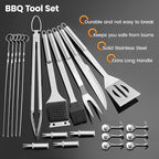 22PCS BBQ Grill Set, BBQ Grill Tools Set for Outdoor Grill with Hooks & Carry Handbag, BBQ Tools Grilling Accessories Kit for Camping/Backyard, Grilling Gifts for Men Dad