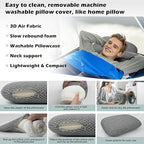 Memory Foam Camping Pillow - Lightweight & Portable Small Travel Pillow for Airplane & Train Travel, Camping, Backpacking, Removable Washable Cover, Easy to Clean, Includes Storage Bag