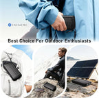 Solar Charger Power Bank 20,000mAh, Portable Charger, 4 Cables 3 Ports Fast Charging External Battery Pack with USB C for Cell Phones, Solar Panel Charger with Dual Flashlight for Camping Black