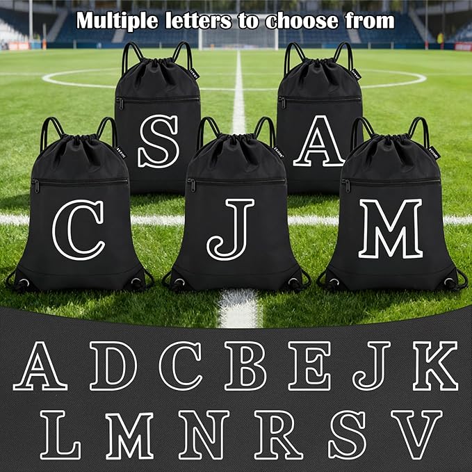 HOLYLUCK Drawstring Bags Initial Backpack Sackpack Cinch Bags for Sports, Gym, Travel, Beach (Black-N)