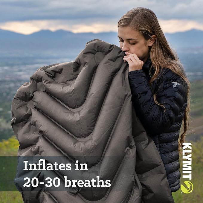 Klymit Static V Luxe and Static V Inflatable Sleeping Pads Bundle with V-Shaped Design for Comfortable Camping