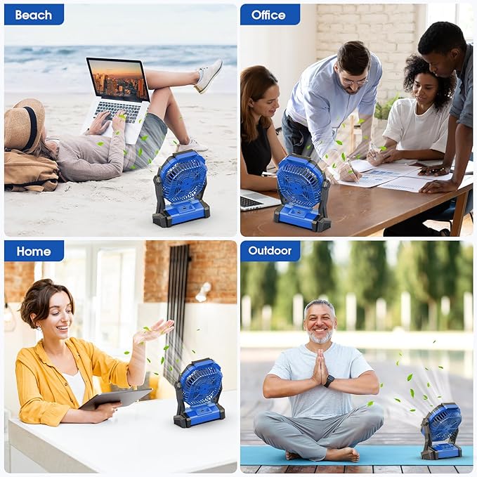 Portable Fan Rechargeable, Cordless Battery Powered Fan with LED Lantern 20000mAh, USB C Battery Operated for Travel Bedroom Home Camping Tent Office Beach Desk Picnic Barbecue Fishing Table