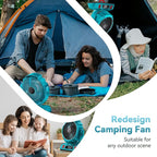 Camping LED Fan with Light, 40000mAh Rechargeable Battery Powered Outdoor Tent Fan with Light and Hook, 6 Speed, Personal USB Desk Fan for Camping, Fishing, Power Outage,Hurricane, Worksite