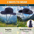 Home Prefer UPF50+ Mens Sun Hat Wide Brim Womens UV Protection Beach Bucket Hat for Fishing Hiking Snap Up Cowboy Hat