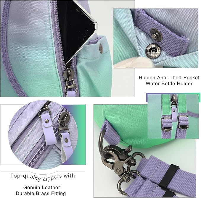 KL928 Canvas Sling Bag - Small Crossbody Backpack Shoulder Casual Daypack Rucksack for Men Women