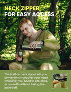 HENNCHEE Mosquito Suits for Adult, Mesh Net Bug Hooded Jacket Pant, Outdoor Full Body Protection Mosquito Proof Clothing