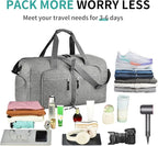 Dimayar 65L Travel Duffle Bag for Men Women - Foldable Duffel Bag with Shoes Compartment - Overnight Bags Waterproof & Tear Resistant(Gray)