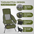 MARCHWAY Lightweight Folding High Back Camping Chair with Head Support, Stable Portable Compact for Outdoor Camp, Travel, Beach, Picnic, Festival, Hiking, Backpacking (Highback Green)