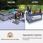 BBQ Sauce&Tools Storage Basket it more convenient for you to carry barbecue sauce tools outdoors, on the beach, and on barbecues, and it is easier to store barbecue sauce tools.