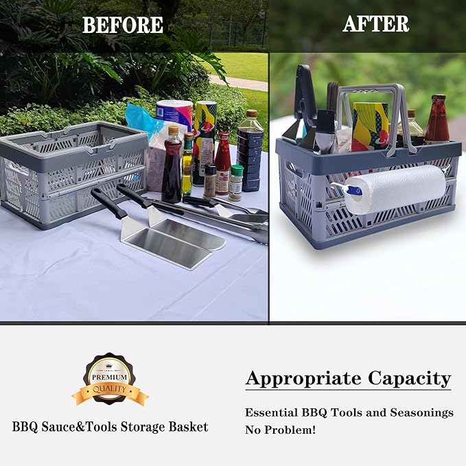 BBQ Sauce&Tools Storage Basket it more convenient for you to carry barbecue sauce tools outdoors, on the beach, and on barbecues, and it is easier to store barbecue sauce tools.