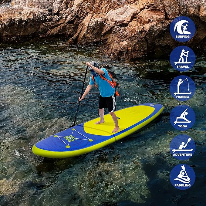 FunWater Inflatable Stand Up Paddle Board with Premium SUP Paddleboard Accessories, Anti-Slip EVA Deck, 11'/10'6'' Paddle Boards for Adults & Youth of All Skill Levels