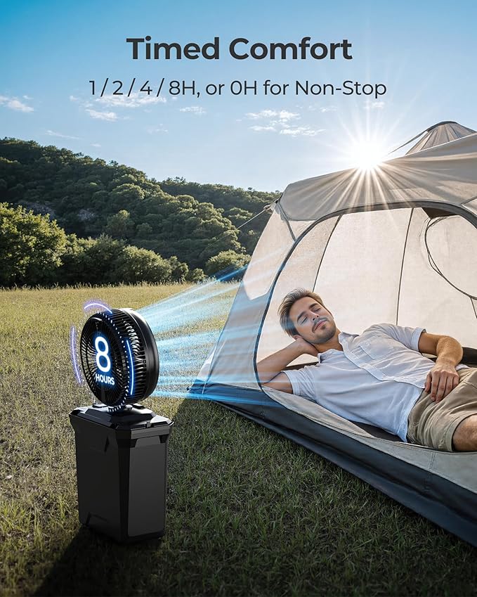 Koonie 10 Inch Camping Misting Fan 11L Tank, 20000mAh Cooling Battery Floor Fan with Remote, 4 Timers, 4 Speeds, 3 Mist Modes, 45°/90° Oscillation, 10° Tilt, Portable for Outdoors Patios, Travel