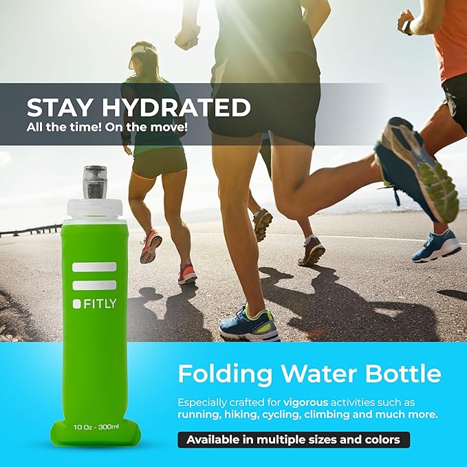 Soft Flask - Shrink As You Drink Soft Water Bottle for Hydration Pack - Folding Water Bottle Ideal for Running, Hiking, Cycling, Climbing & Rigorous Activity