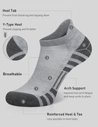 Airacker Ankle Athletic Running Socks Cushioned Breathable Low Cut Sports Tab Socks for Men and Women (6 Pairs)
