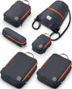 Extra Large Compression Packing Cube 6 Piece Set for Travel and Check Luggage by TRIPPED Travel Gear