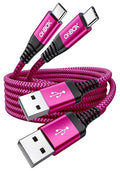 USB to USB C Cable 60W Fast Charging [2 Pack 6FT], USB A to USB C Cable for CarPlay, Durable Braided USB Type C iPhone Charger USBC Cord for iPhone 17/16/15/Pro Max, Samsung Galaxy S23 and More-Rose