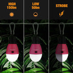 EverBrite Rechargeable Camping Light,Portable Tent Lantern,3 Lighting Modes, Hanging Tent Light Bulbs with Clip Hook for Hiking, Fishing, Backpacking, Emergency and More-Pink