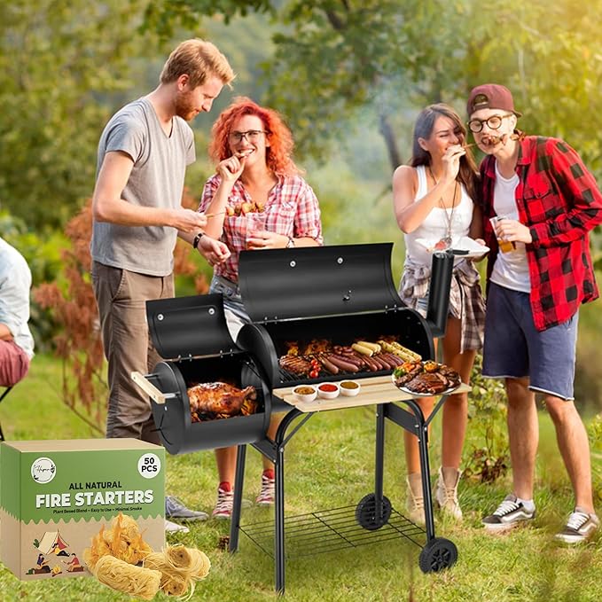 Fire Starters – 50 Natural Fire Starter Pieces for Fireplace, Wood Stove, Campfire, BBQ, Pizza Oven, Fire Pit & Smoker – Safe Charcoal Starters for Grill & Pellet Stove