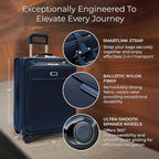 Briggs & Riley 26" Medium Expandable Spinner - Checked Luggage for Travel, Suitcases with Wheels, Softside Rolling Bag for Men & Women, Self-Repairing Zipper - Baseline Collection, Navy