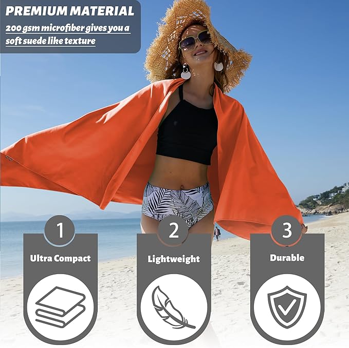 Rainleaf 2 Pack Microfiber Quick Dry Travel Towel, Super Absorbent Ultra Compact Lightweight Camping Towel for Gym, Hiking, Pool, Yoga - Brick Red