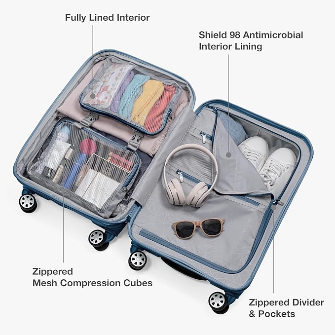 Traveler's Choice Pagosa Hardshell Expandable Luggage with Spinner Wheels, Slate Blue, 26-Inch Medium