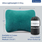 DREAMCARE Camping Pillow, Memory Foam Travel Pillow, Camping Accessories - Small Pillow Camping Essentials Camping Pillows for Sleeping, Backpacking Pillow, Travel Pillows for Sleeping (Medium,Green)