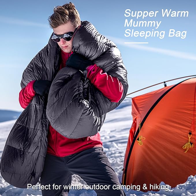 0 Degree Sleeping Bag for Adults 650 Fill Power Down Sleeping Bag for Cold Weather -20F / -8F / 0F / 10F Large Lightweight