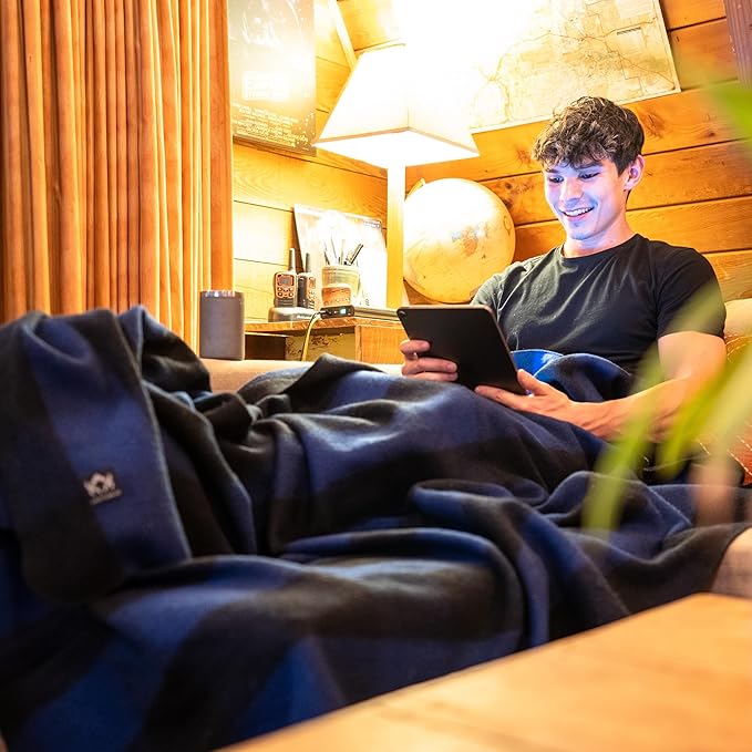 Arcturus Plaid Wool Blankets - 4.5lbs Warm, Heavy, Washable, Large | Great for Camping, Outdoors, Sporting Events, or Home