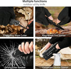 Engraved Folding Knives for Men,6 in 1 Pocket Knives with Fire Starter,Flashlight,Bottle Opener,Glass Breaker,Birthday Gifts for husband