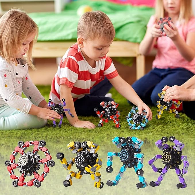 Gokeey Transformable Fidget Spinners 16 Pcs for Kids and Adults Stress Relief Sensory Toys for Boys and Girls Fingertip Gyros for Party Favors Easter Gifts for Kids