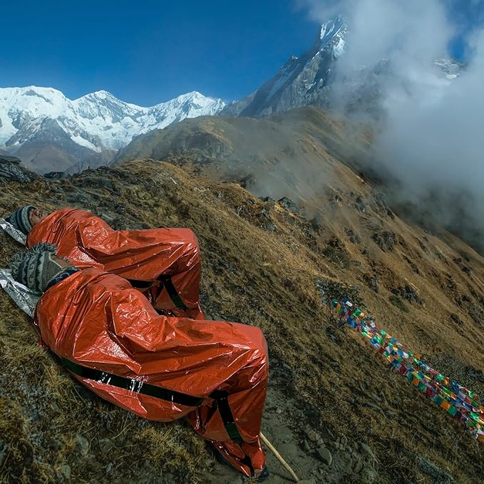 Emergency Bivy Sack Bivy Bag - Emergency Sleeping Bags 4 Pack Mylar Survival Sleeping Bag Emergency Bivvy Sack Waterproof Lightweight Foil Military Patriot Compact Gear Blanket Thermal Escape Camping