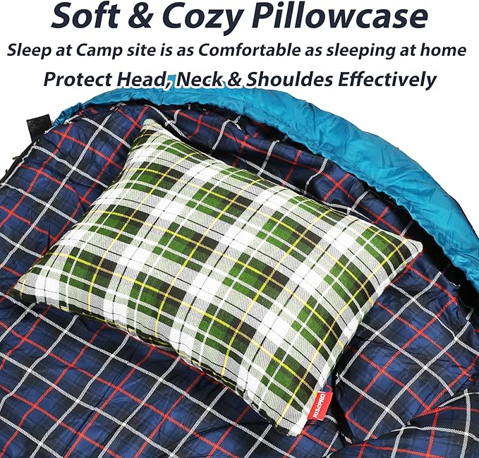Outdoor Camping Pillow Lightweight, Compressible, Flannel Travel Pillow Cases, Washable Removable Pillow Cover Camping and Backpacking Green