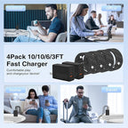 65W Super Fast Charger Type C for Samsung,3 Port 100W Quick Charging 3.0 USB C Block & 3/6/10/10FT Braided Type C Cord for Samsung Galaxy S26 Ultra/S26/S25 Ultra/iPhone 17 Pro/MacBook Pro/Air-Purple