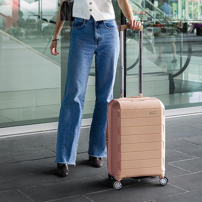 Traveler's Choice Pagosa Hardshell Expandable Luggage with Spinner Wheels, Latte Beige, 30-Inch Large