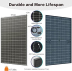 JJN Bifacial 400 Watt Solar Panel, N-Type 16BB 400W Solar Panels, 25% High Efficiency Monocrystalline Solar Module for 12V/24V/48V PV System for Homes Rooftop Farm RV and Off-Grid Applications