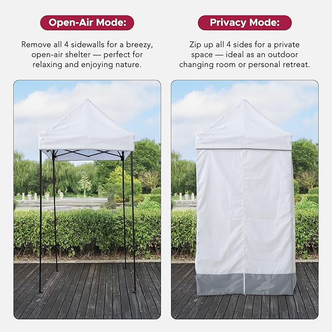 Sunjoy 4 x 4 Pop-Up Canopy Tent, Portable Instant Privacy Changing Tent, Toilet Stall with Sidewalls, Light Weight Sun Shelter with Carry Bag, for Camping and Beach, Gray