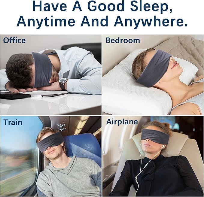 Sleep Eye Mask - Ultra Soft Comfortable Sleeping Mask for for Home Sleep Travel Shift Work, Nose Pad Designed Light Blocking Eye Blinder, Fully Adjustable Strap and Skin Friendly