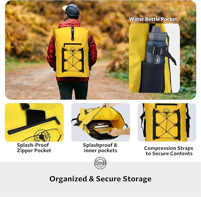 STOVER 5/10/25/30/40/55L Waterproof Backpack- Floating Dry Bag for Kayaking, Travel, Beach, Hiking, & Camping, Men/Women