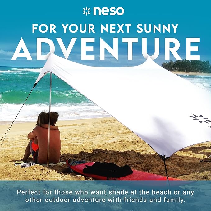 Neso Gigante - Portable Beach Tent - Ideal to Enjoy with Family and Friends - UPF 50+, Water-Resistant, and Lightweight - White, 11' x 11'