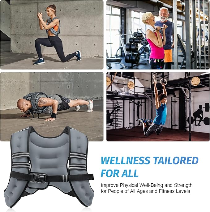 ZELUS Weighted Vest, 6lb/8lb/12lb/16lb/20lb/25lb/30lb Weight Vest with Reflective Stripe for Workout, Strength Training, Running, Fitness, Muscle Building, Weight Loss, Weightlifting