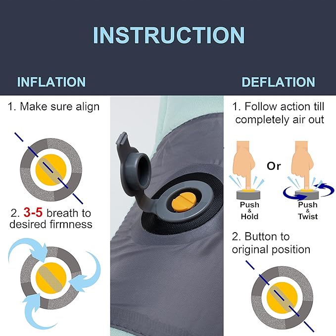 XL Inflatable Camping Pillow ELuxe w. Removable Padded Cover | X-Foam, Comfortable, Washable Ultralight Portable Neck Lumbar Support | Backpacking, Hiking, Travel, Air | X-Large (Ocean Blue)