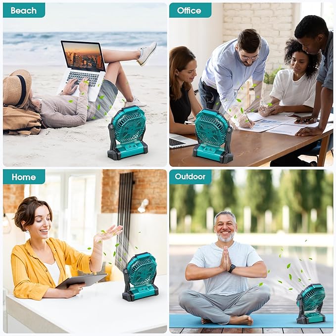 Portable Fan Rechargeable, 20000mAh Cordless Battery Powered Fan with LED Lantern, USB C Battery Operated for Travel Bedroom Home Camping Tent Office Beach Desk Fishing Table