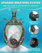Full Face Snorkel Mask- Snorkeling Gear for Adults with Safe Dry Top Breathing System, Latest Foldable Panoramic View Snorkeling Mask for Men and Women, Anti Fog Anti Leak