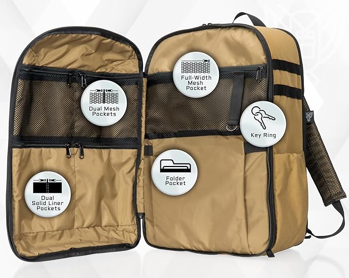 Xtreme Sight Line ~ Versa Backpack ~ Removable Faraday Sleeve fits up to a 16" Laptop ~ Heavy-Duty, Lightweight, Foam Padded & Multiple Large Compartments ~ 1000D Nylon/Spacer Mesh ~ Coyote Brown