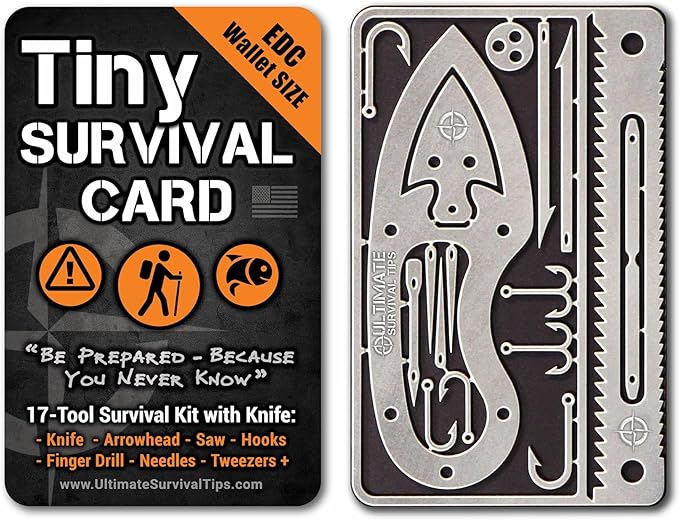 Tiny Survival Card - Fishing and Outdoor Wilderness Survival Set