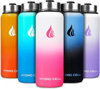 HYDRO CELL Stainless Steel Insulated Water Bottle with Straw - For Cold & Hot Drinks - Metal Vacuum Flask with Screw Cap and Modern Leakproof Sport Thermos for Adults (White/Pink 40oz)