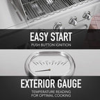 Kenmore 4-Burner BBQ Gas Grill with Searing Side Burner, Stainless Steel Propane Grill, 52,000 BTUs, Cabinet Style, Includes Warming Rack, Electronic Ignition & Stainless Steel Cooking Grates